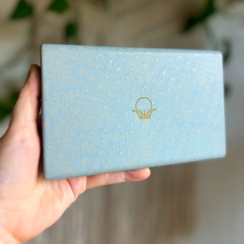 Vintage Marvella Light Blue Jewelry Box | 1950s Satin Necklace Case | MCM